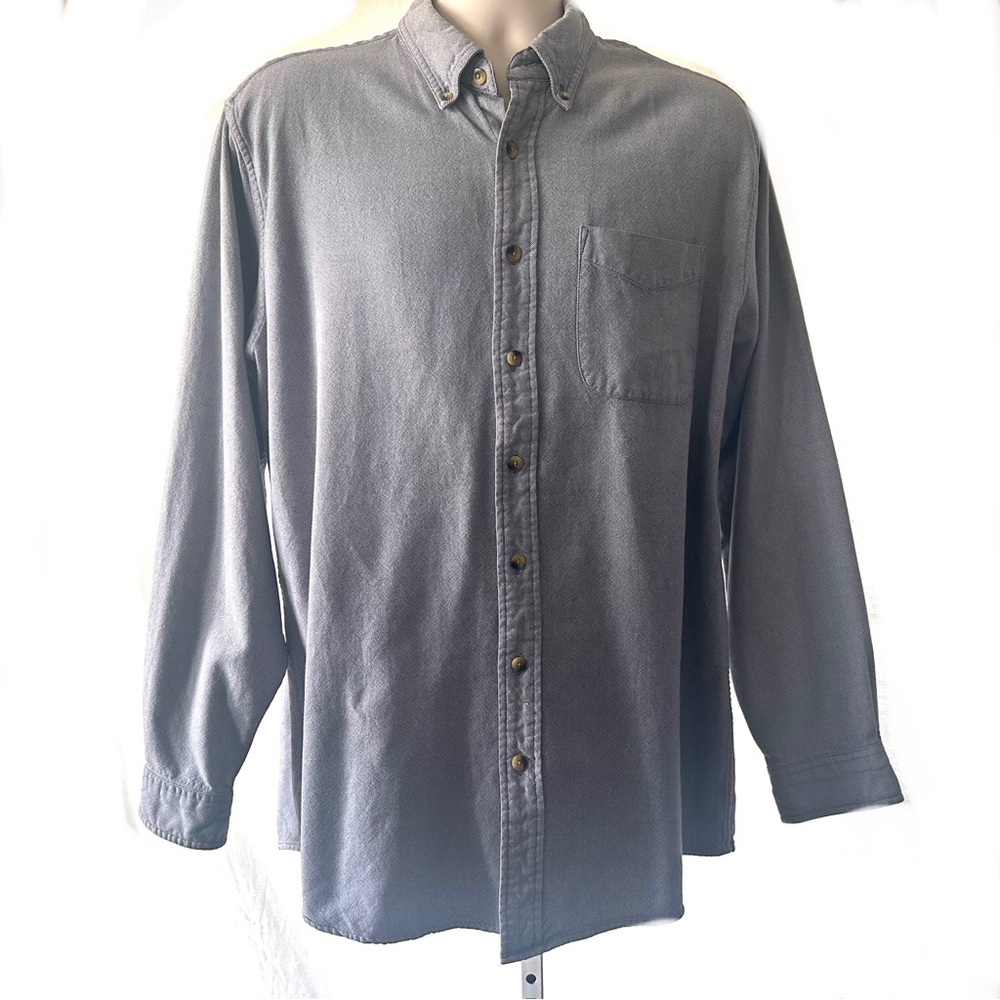 LL Bean Mens Shirt Sz L Tall Blue Cotton Oxford Preppy Academia Long Sleeves